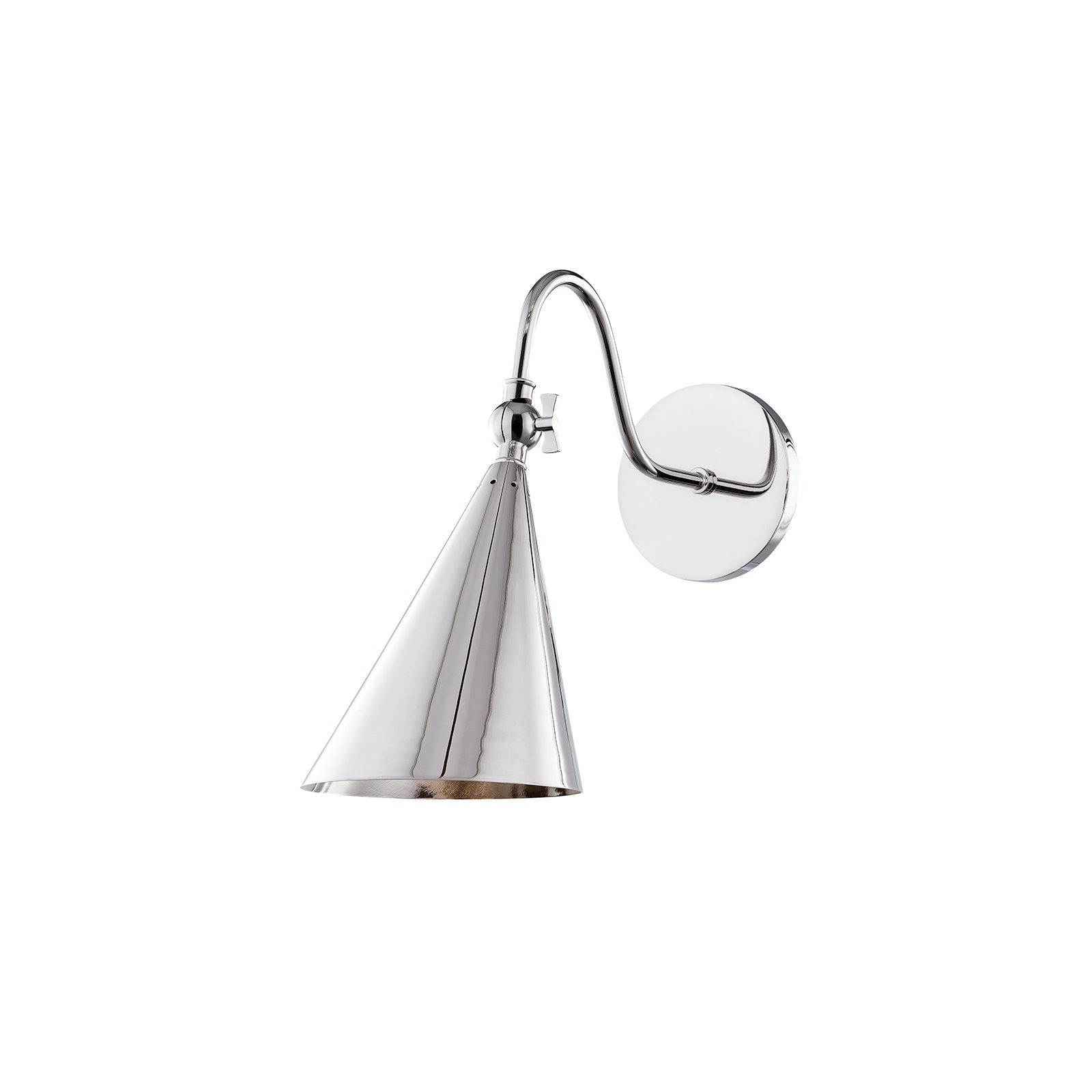 Cogan 1-Light Dimmable Armed Sconce, Polished Nickel
