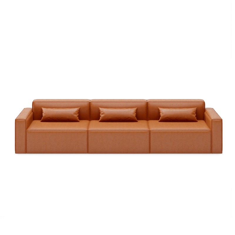 Mix Modular 3-Pc Sofa, Vegan AppleSkin Leather Cognac