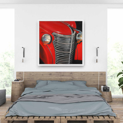 Gros plan d'une grille de voiture des années 50 | Toile encadrée pour le décor de la chambre à coucher