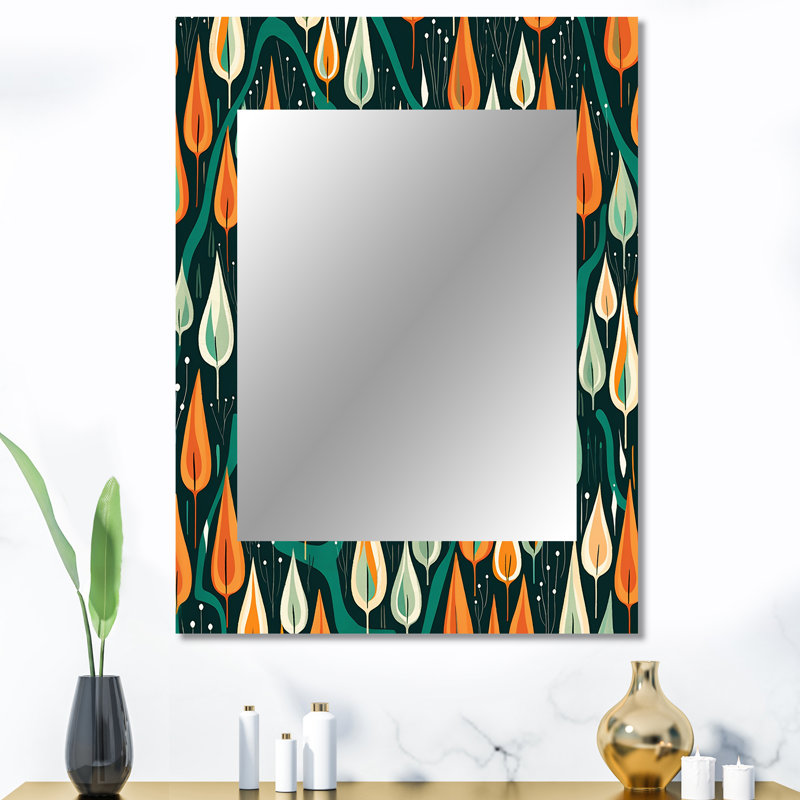 Rétro abstrait gouttes xiv - miroir décoratif géométrique, grand miroir mural moderne, art imprimé en métal, 40 po x 30 po