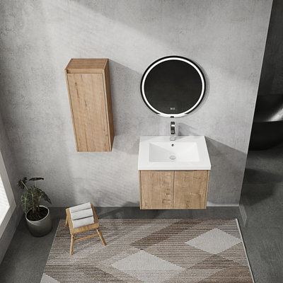 Meuble-lavabo mural moderne avec lavabo et armoire de rangement latérale Modern