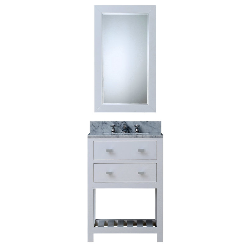 Madalyn 24" Single Sink Bathroom Vanity Set, Solid White, Faucet Included