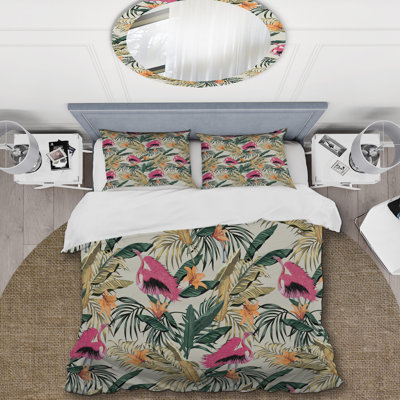 Illustration de la jungle exotique - Ensemble de housse de couette floral - Polyester en microfibre