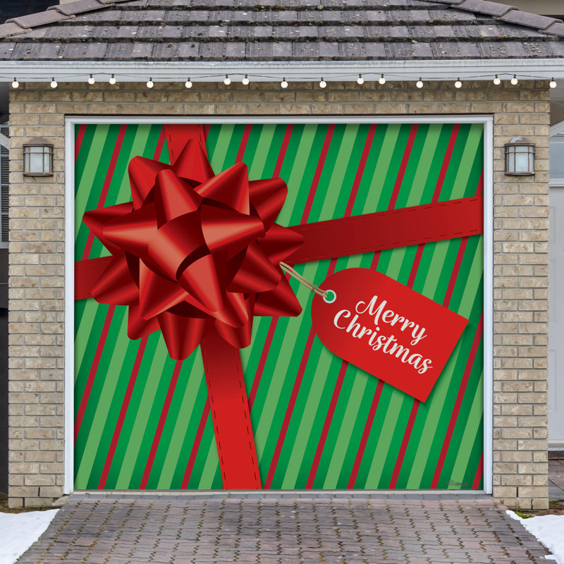 Bannière de porte de garage de Noël 7 pi x 8 pi - Décoration extérieure des Fêtes