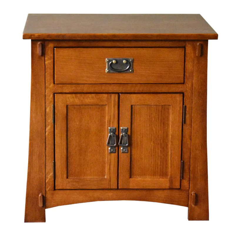 Table de chevet en bois massif Vergie, Cerisier