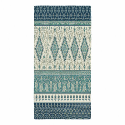 1 pièce de serviette de plage damassée Boho, avec des motifs complexes dans des tons bleus et beiges. Grande microfibre super absorbante, parfaite pour les voyages, les spas, les unisexes.
