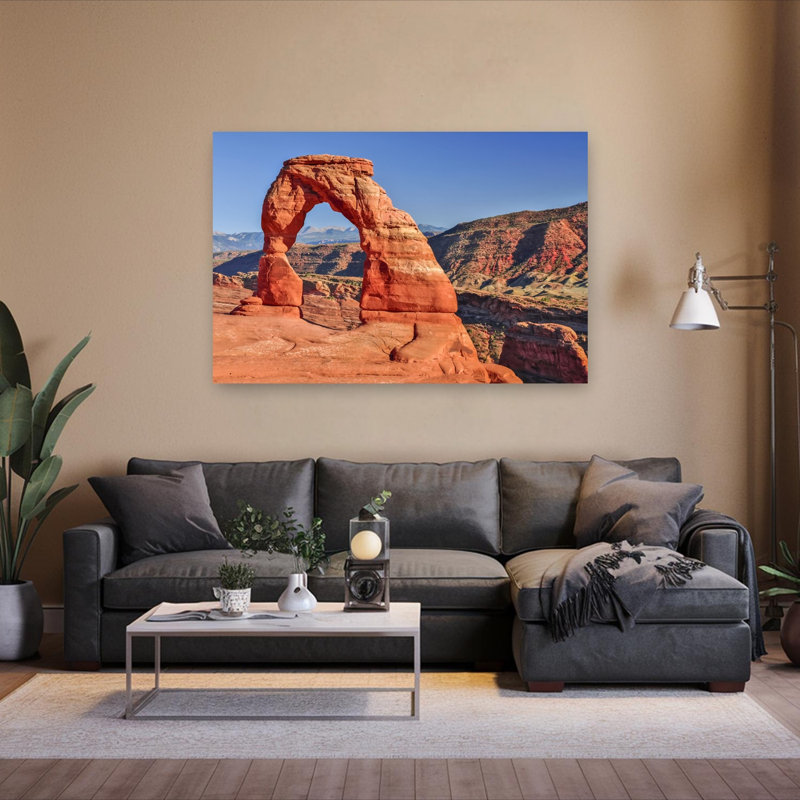 «Delicate Arch Desert Vista Delicate Abstract Contemporary Landscape Mountain», reproduction d'art murale, H 40 po x l 60 po