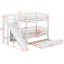 Lit superposé en bois avec toboggan, lit gigogne et escalier de rangement, lit superposé peu encombrant pour garçons et filles-618954146