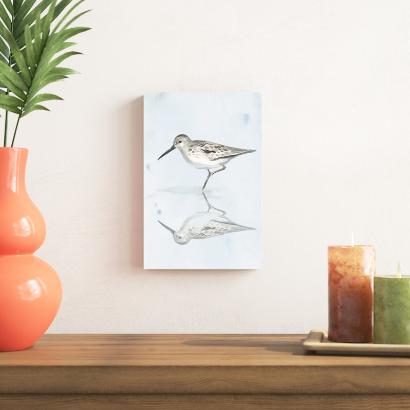 «Sandpiper Reflections II», peinture sur toile, H 12 po x l 8 po