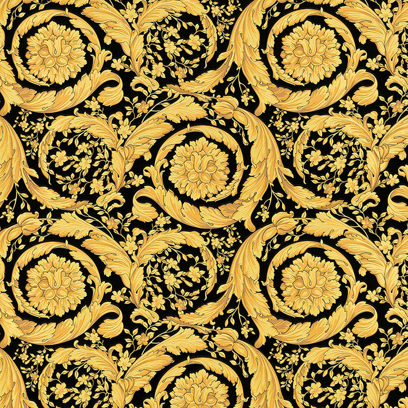 Barocco Flowers 10.1m x 70cm 3D Embossed Wallpaper, Black