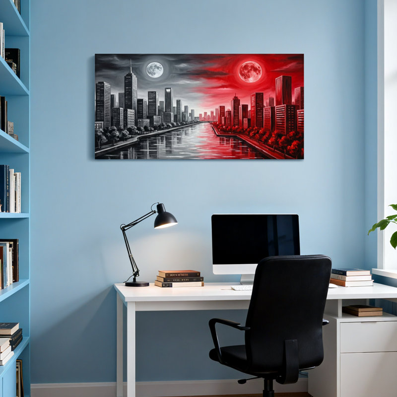 Paysage et nature paysage urbain Split Moon Sky River Buildings Trees, H 28 po x l 58 po