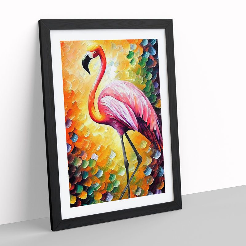 Flamingo Portrait No.2 - Single Picture Frame Print, Black, 64cm H x 46cm W