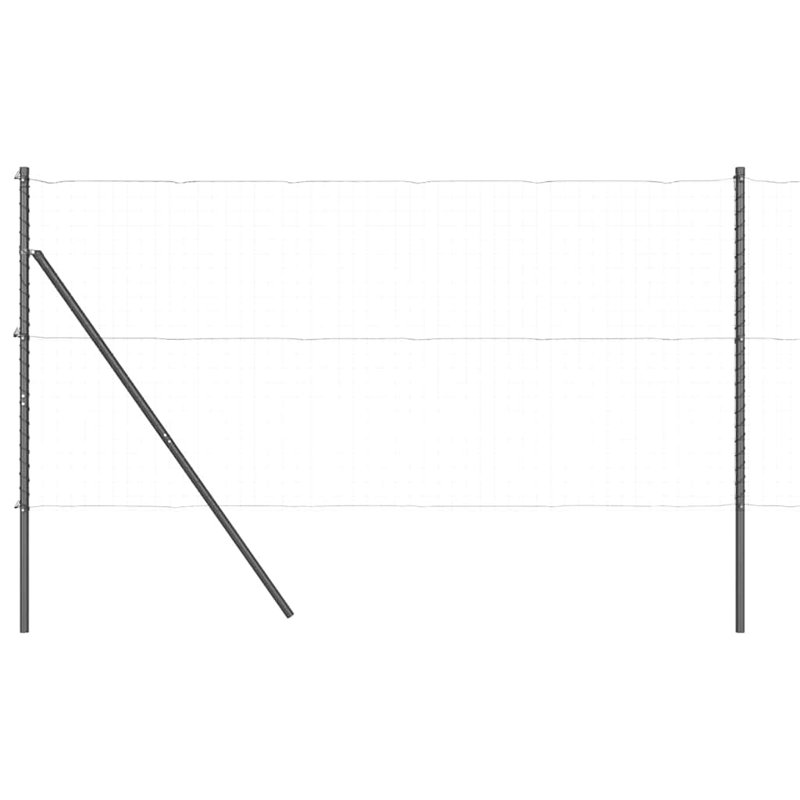 Fence Posts Manual 7 Pcs Galvanised Steel, Grey, 200cm H x 3.2cm W x 3.2cm D
