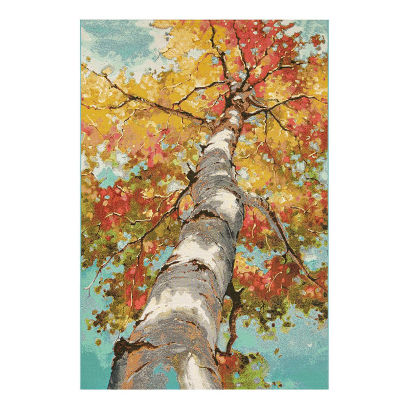 Indoor/Outdoor Botanical Area Rug, Rectangle 6'1" x 9'