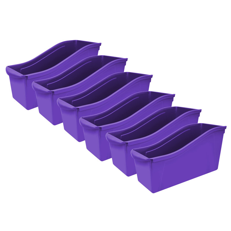 Grand bac à livres Storex, mauve, paquet de 6, H 6 po x l 14 po x P 14 po, Mauve