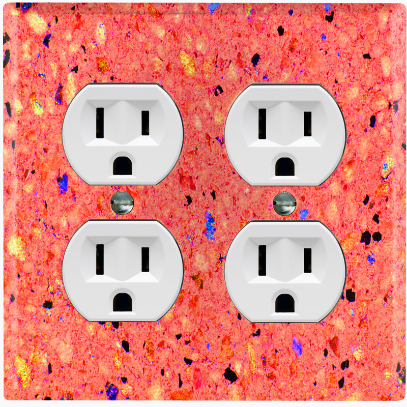 Plaque murale 2 prises doubles, Rouge/blanc