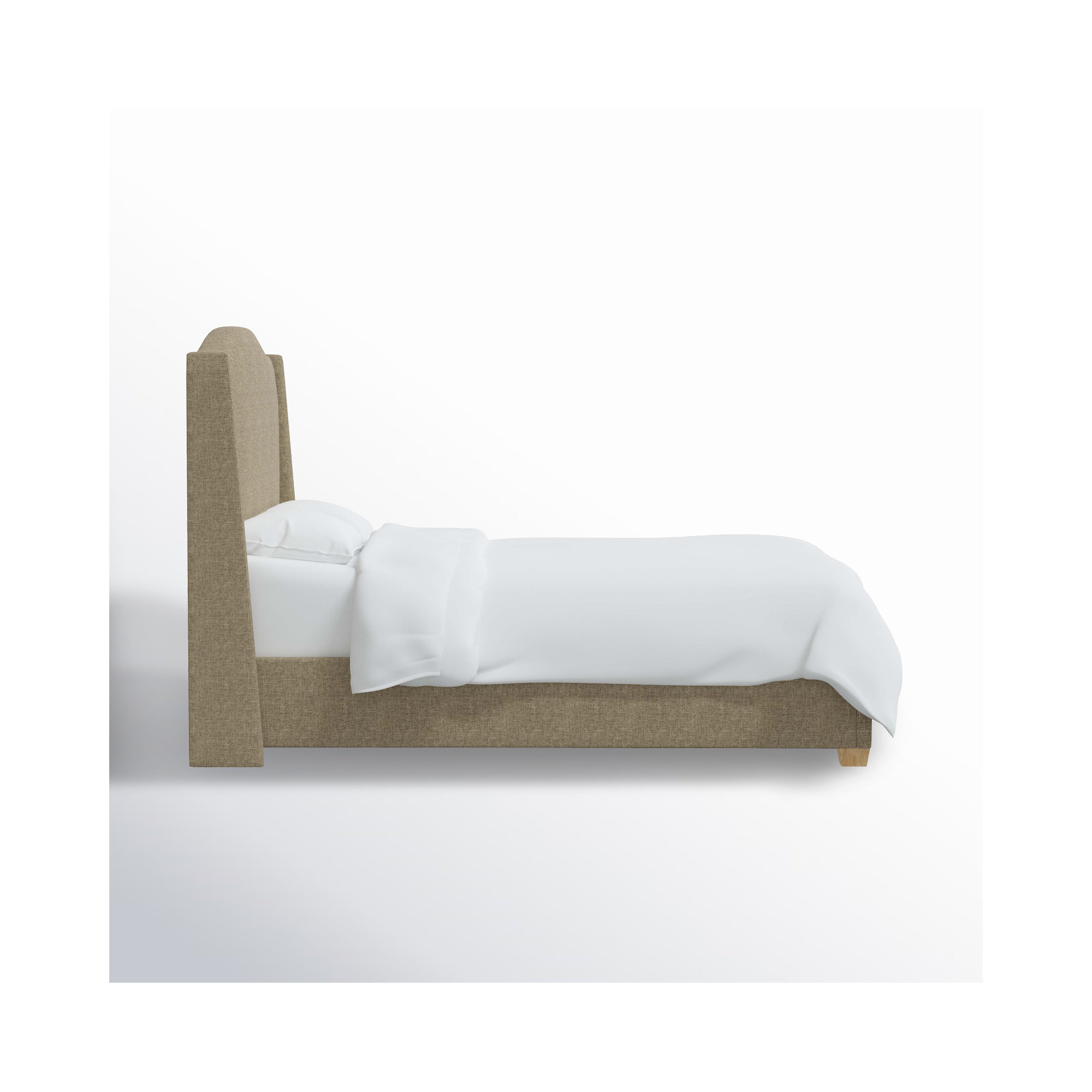 Allis Upholstered Wingback Bed, Zuma Natural Textured Linen, King