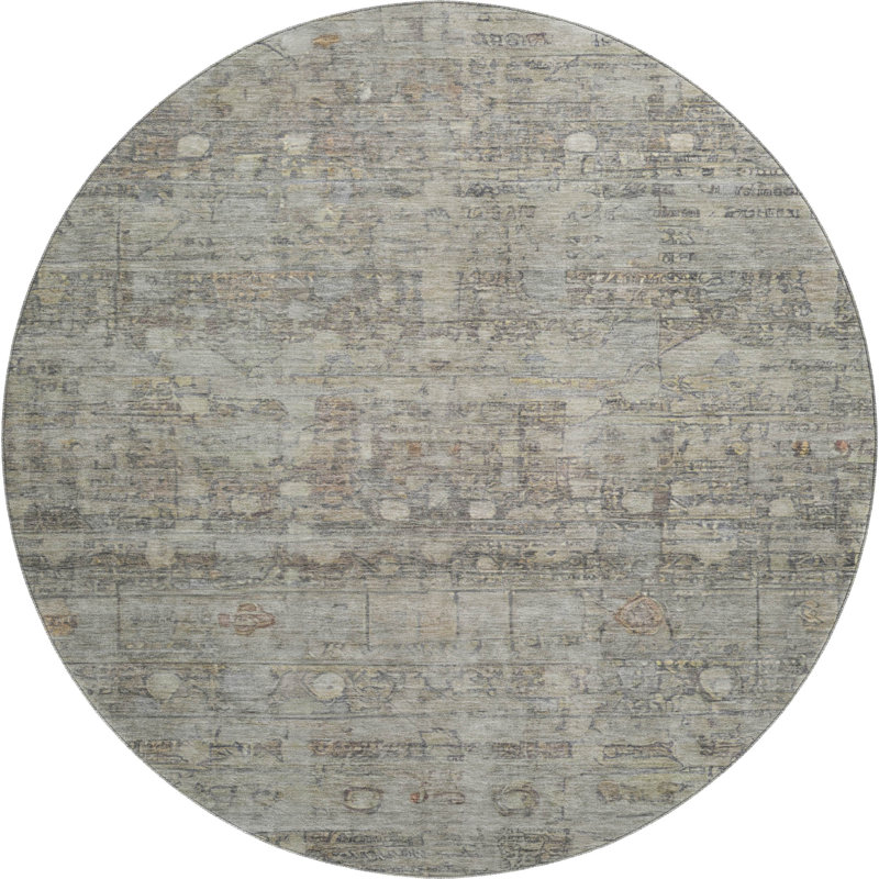 Premium Machine Washable Ponce AMF1768 Geometric Rug, Round 8'