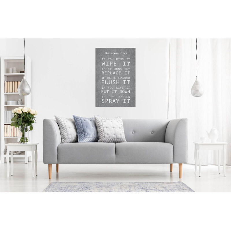 Bathroom Rules - Wrapped Canvas Print, 76cm H x 51cm W