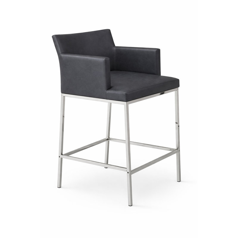 Soho Metal Counter & Bar Stool, Black Pepper/Cotton, Counter Stool (25" Seat Height)