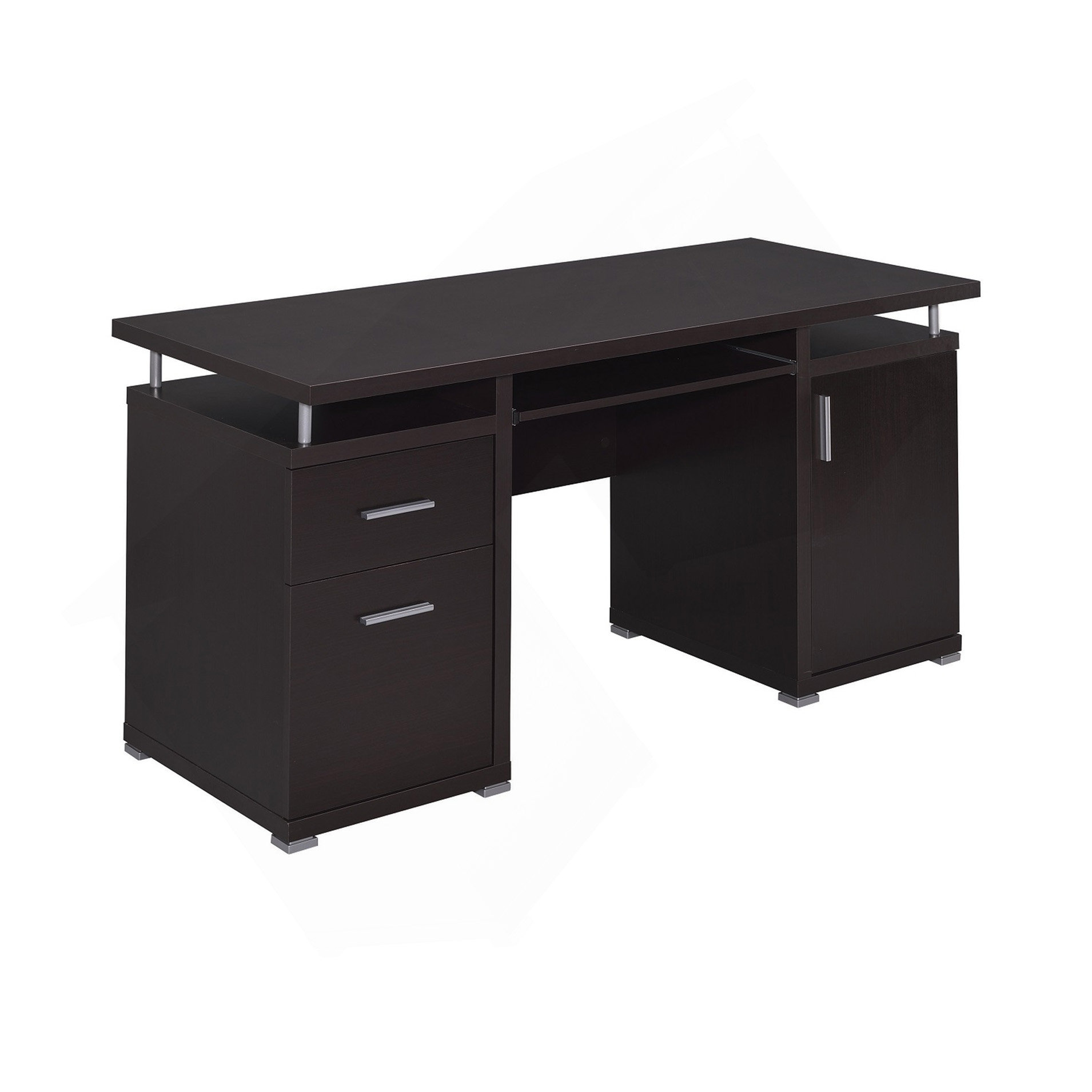 Latitude Run® Computer Desk With 2 Drawers And Cabinet In Cappuccino ...
