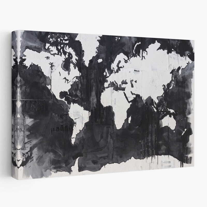 Carte contemporaine du monde, H 24 po x l 16 po
