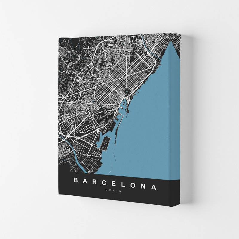Barcelona - Print, 42cm H x 29.7cm W x 4cm D, Wrapped Canvas
