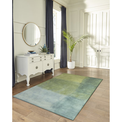 Tapis bleu en laine touffeté à la main Mullican