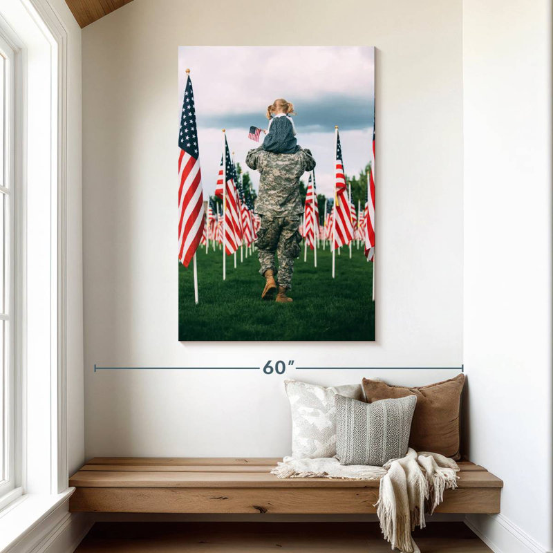 Lelar, père et enfant patriotique, H 48 po x l 32 po