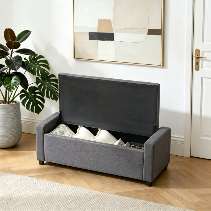 Banc de rangement rembourré, Gris