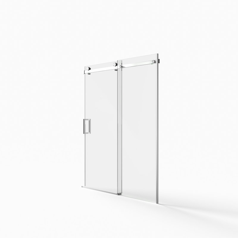 56-60"W X 72"H Frameless Sliding Shower Door, 8Mm Thick Tempered Clear Glass, Brushed Nickel Finish, Brushed Nickel