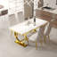 Ensemble de table de salle à manger Glam blanc et doré avec 4 chaises capitonnées en cuir blanc-944751717