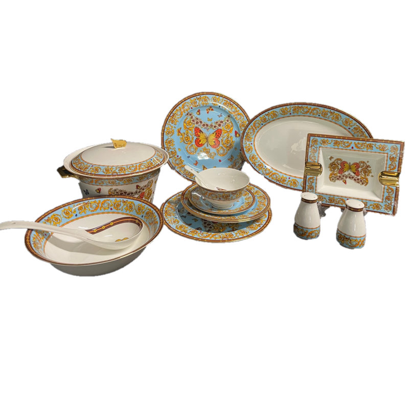 Service de table en porcelaine tendre 44 pièces Dallin, service pour 6