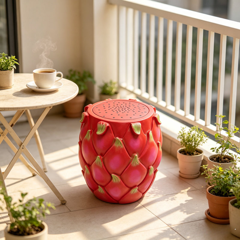 Tabouret surdimensionné 13,4 po en résine de fruit du dragon, table d'appoint polyvalente et support pour plante