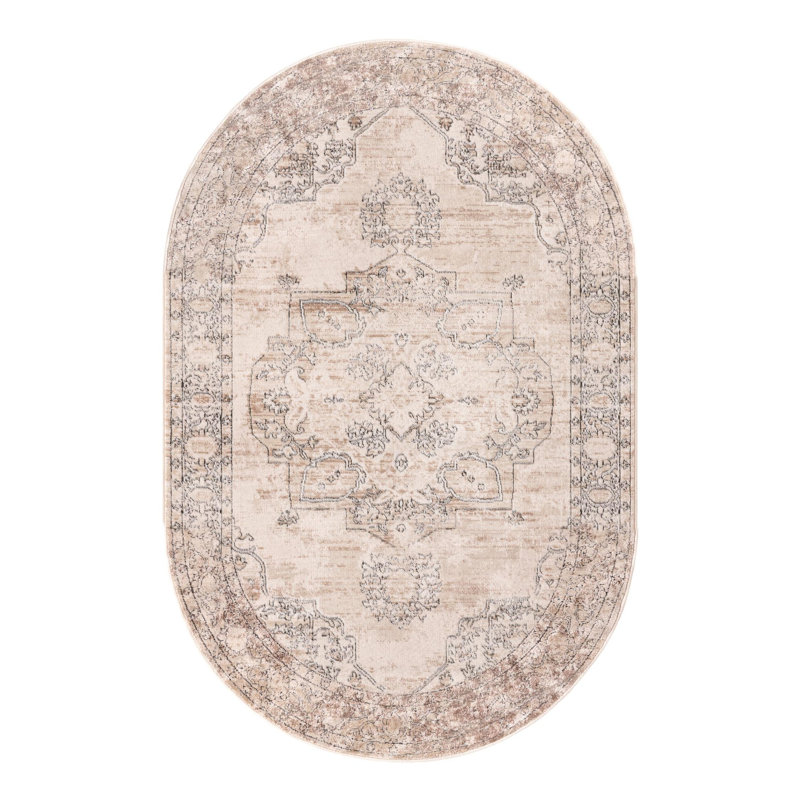 Tapis oriental ivoire Cantey, Ovale 5 pi 3 po x 8 pi