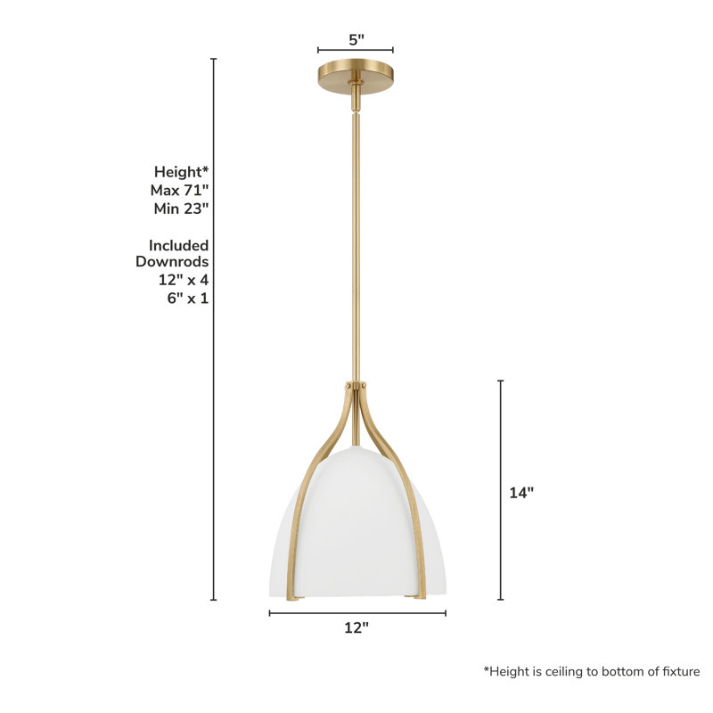 Hunter Arcelia 1 Light Pendant Ceiling Light Fixture, Gold