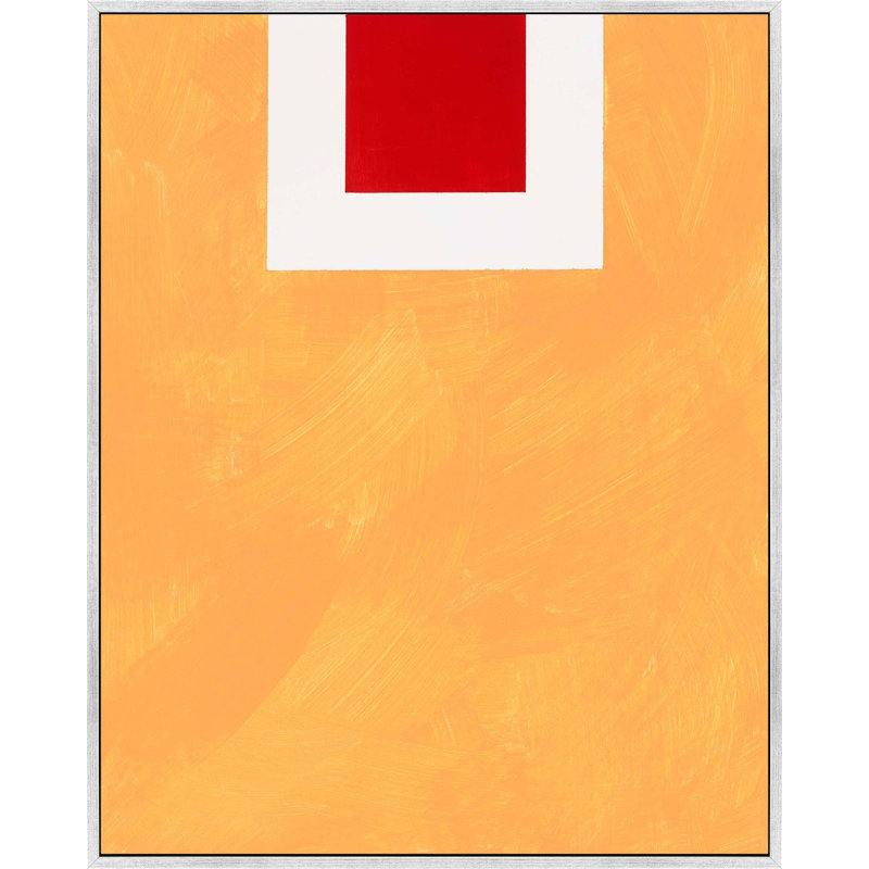 " Square Sunrise " by Robert Kamnatnik, 20" H x 16" W x 1.38" D, Silver Framed Canvas