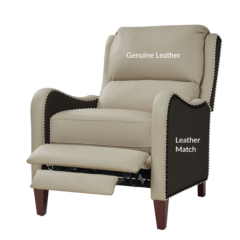Beecher 28.75" Wide Leather Club Recliner, Beige Full Grain Leather
