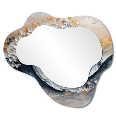 Grandes vagues de l'horizon côtier abstrait - miroir mural décoratif minimaliste en nuage, miroir de coiffeuse moderne, imprimé sur métal
