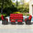 5-Person Outdoor Patio Conversation Rattan Sofa Seating Group With Side Table,2 Swivel Chairs，2 Ottomans and Red Cushions-1639140810
