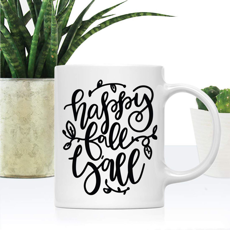 Grande tasse à café "happy automne y’all, noir Tamara