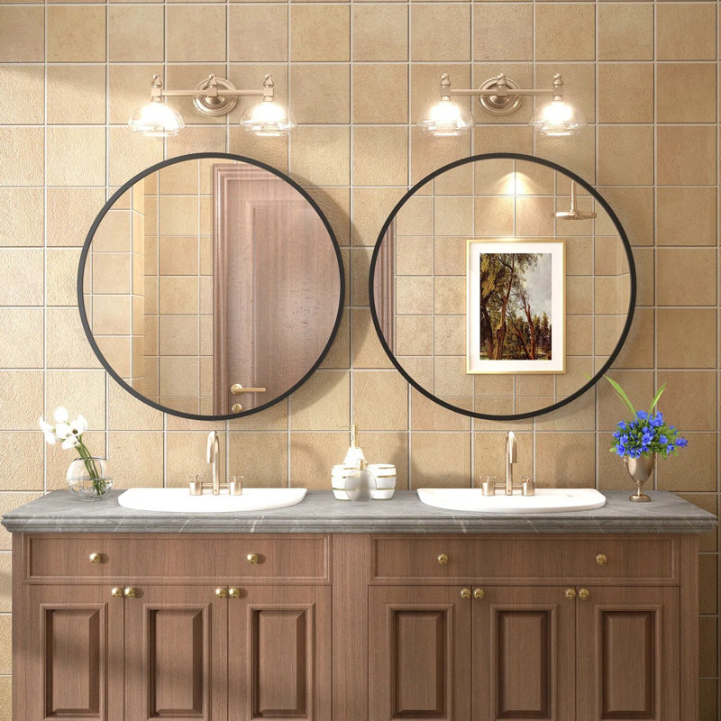 Miroir de salle de bain Amara , 24 po x 24 po, Noir mat