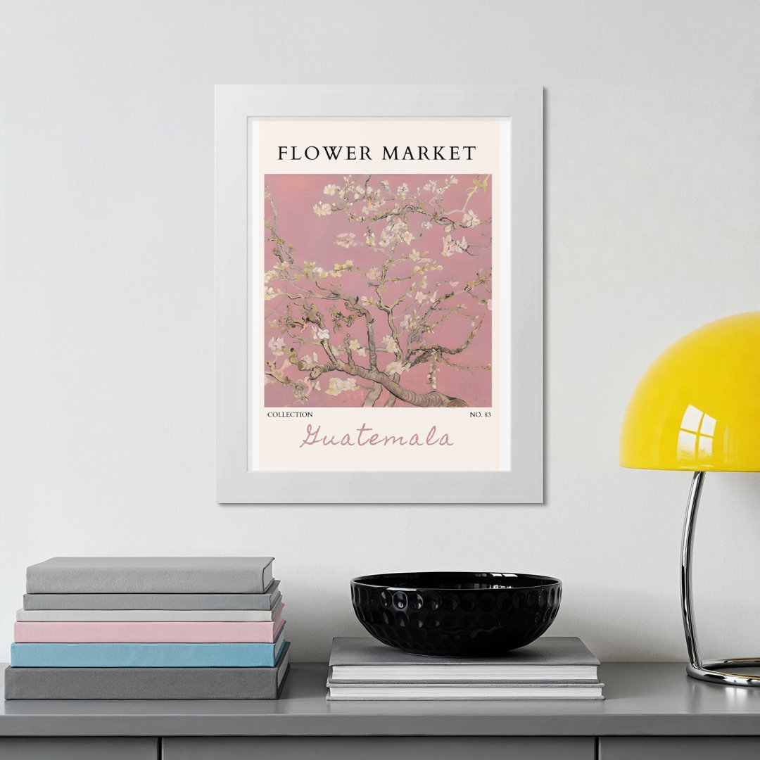 Guatemala Flower Market Wall Art, Pink Floral Print, Almond Blossom Painting, Vintage Botanical Art, Van Gogh Inspired Art Poster