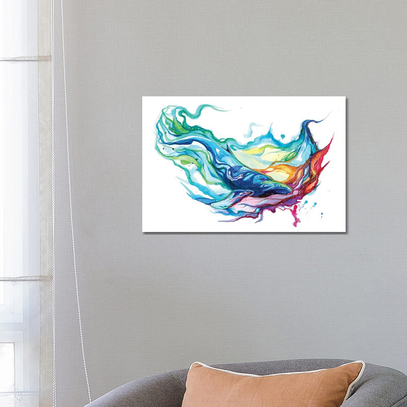 Baleine à bosse par Kelsey McNatt - reproduction d'art, Aucun mat, H 26 po x l 18 po x 1,5 po, Toile tendue