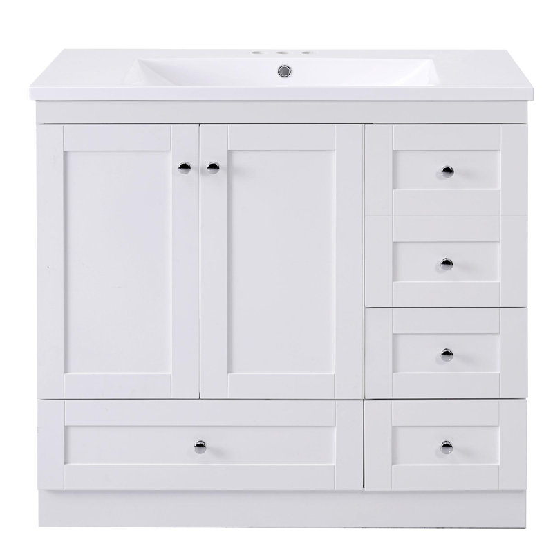 Meuble-lavabo sur pied 36 po style Shaker, Blanc