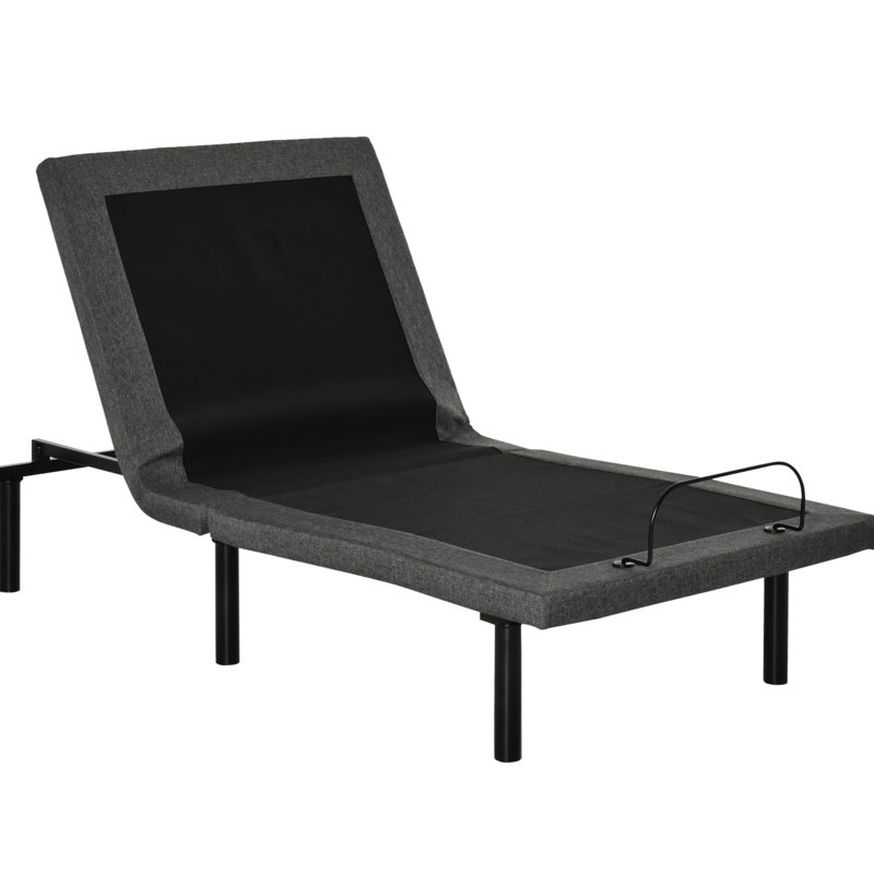 Base de lit simple TG Gris, inclinaison ergonomique de la tête et des pieds, option mémoire, télécommande sans fil. Fonctionne avec différents types de matelas. Convient à plusieurs