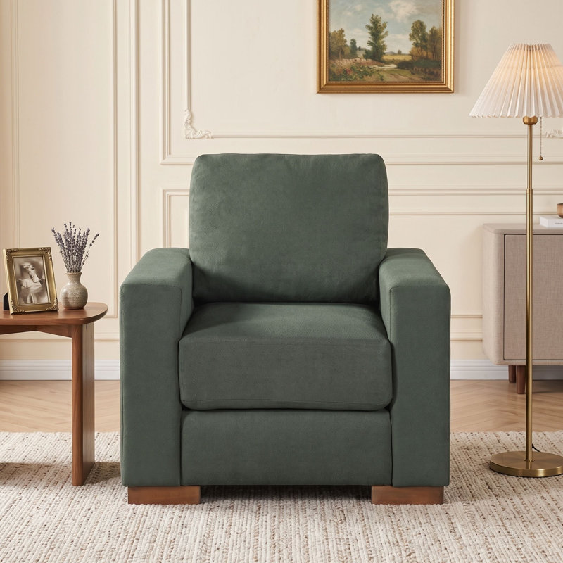 Fauteuil d'appoint carré rembourré, Vert