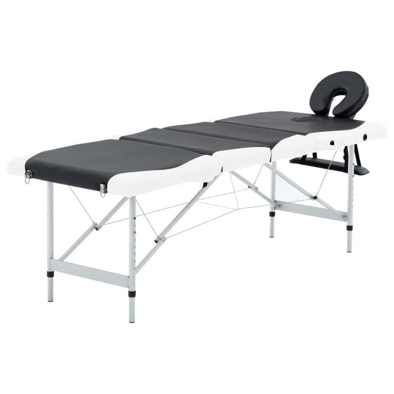 75.2'' Rectangular Adjustable Folding Table, Black/White