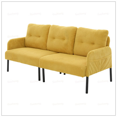 Oversized Loveseat, Modern And Plush Double-Seater Sofa, Corduroy Upholstered Couch, Cozy Bedroom Sofa With Metal Legs And Side Pockets, Ideal For Living Room, Bedroom, Dorm, Apartment