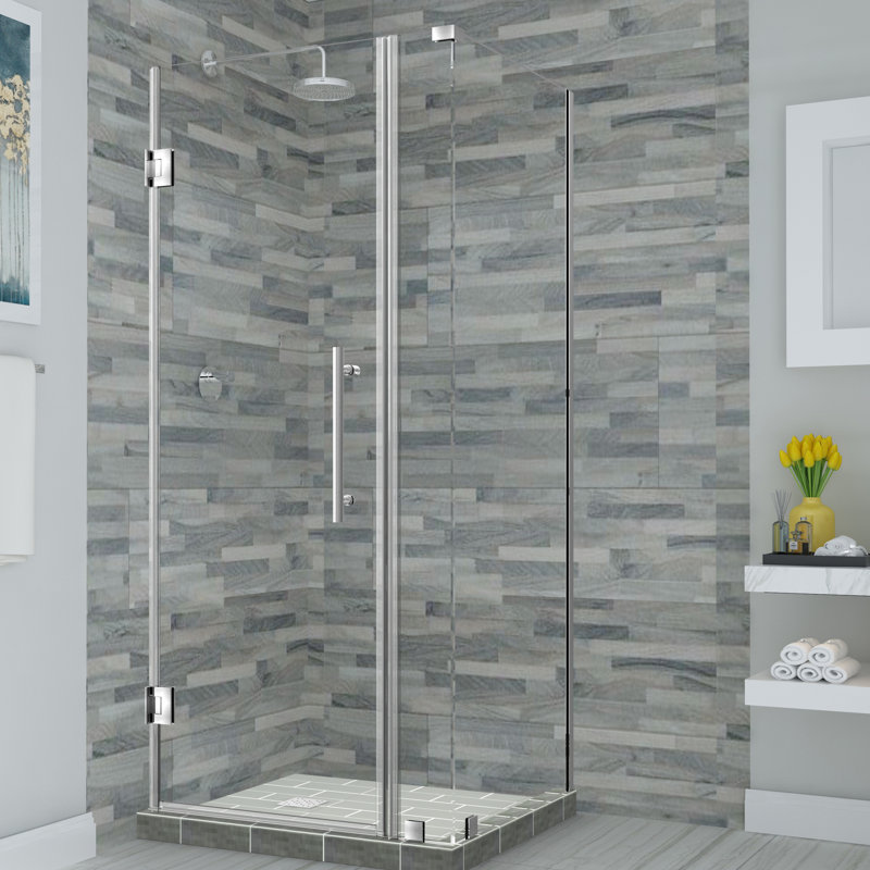 Bromley 73.25" x 72" Rectangle Hinged Shower Enclosure, Stainless Steel